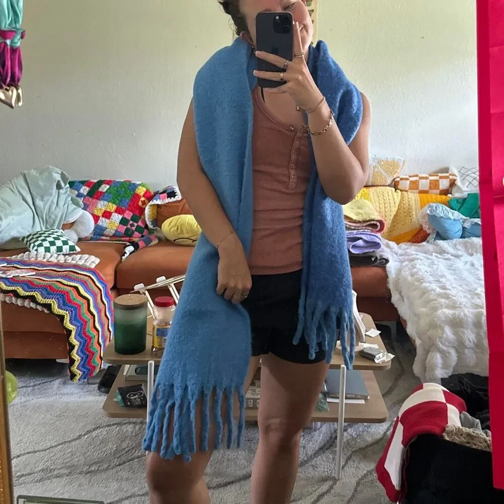 Unbranded Women's Blue Scarf-wraps